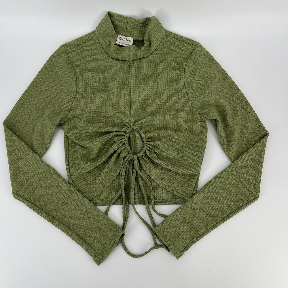 Peach Love California Top, Women's Size Medium, Long Sleeve, Green KT62077-01